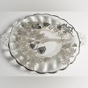 Anniversary By SILVER CITY Vintage 25th Silver Anniversary 13”Handled Cake Plate